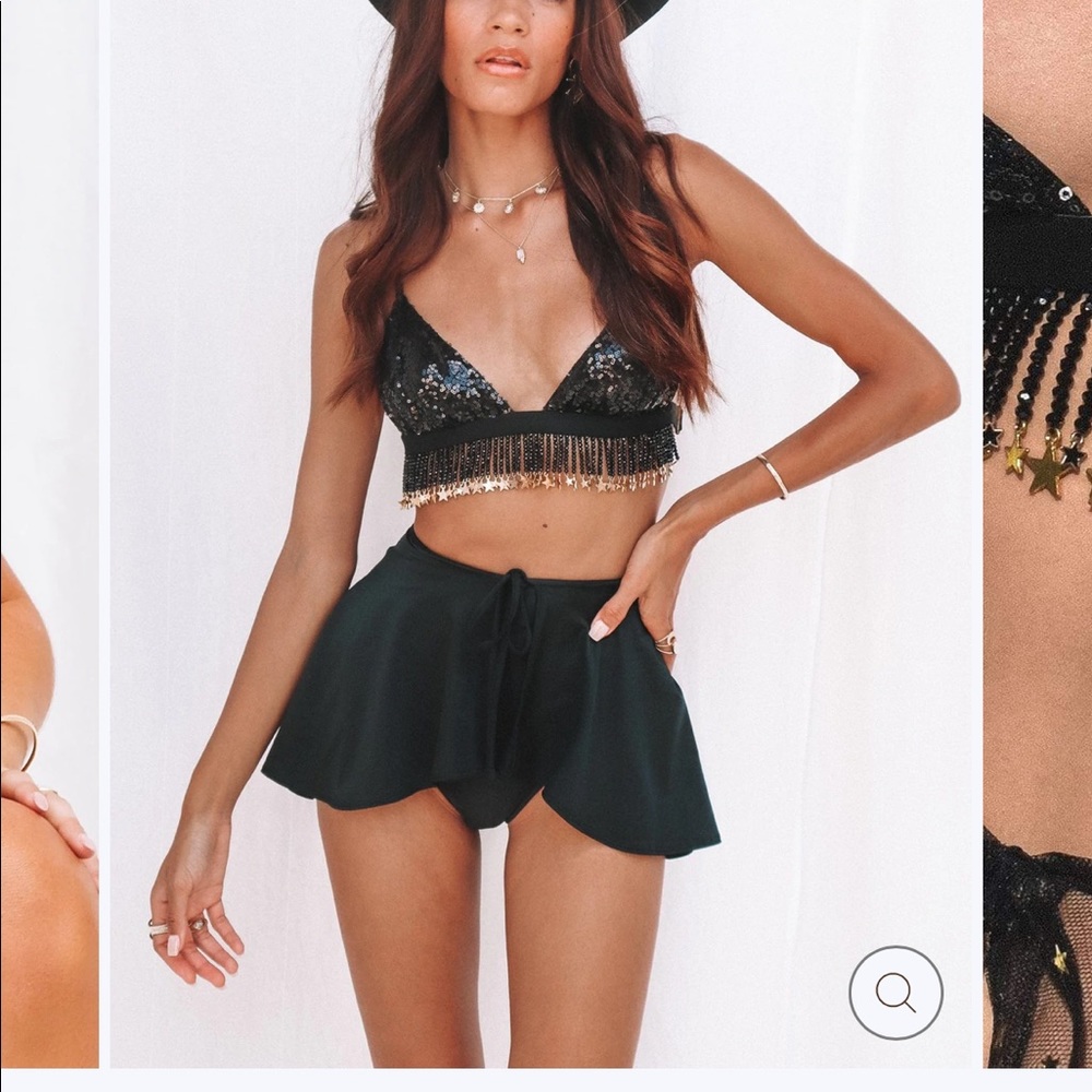 Her Pony The Label Black Sparkle Star Bralette (never worn)